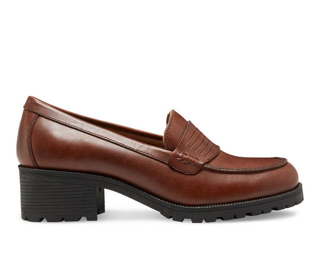 Women's Eastland Newbury Heeled Penny Loafers in Brown II color