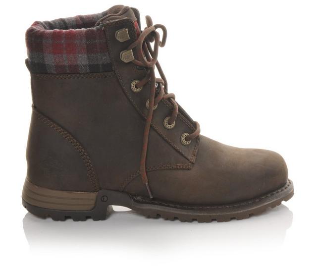 Women's Caterpillar Kenzie Steel Toe - Ladies Work Boots in Dark Brown color