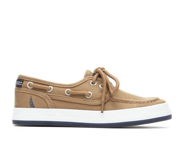 Boys' Nautica Little Kid & Big Kid Spinnaker Boat Shoes in Costl Cml Twill color