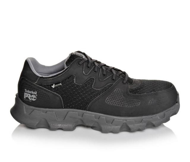 Men's Timberland Pro Powertrain 92649 Alloy Toe Work Shoes in Black/Grey color