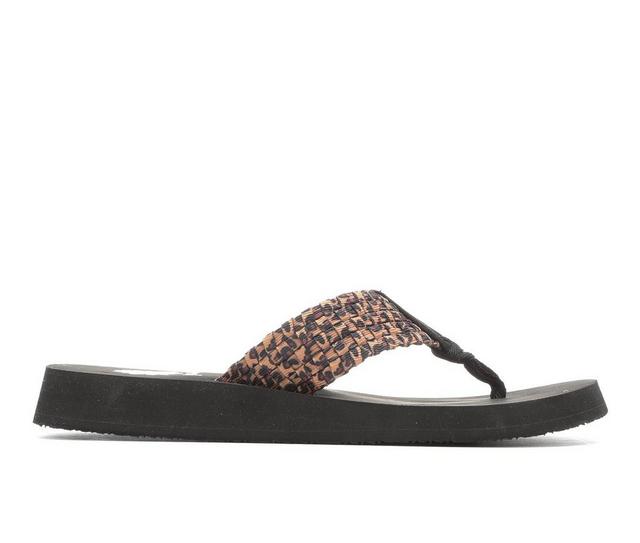 Women's Yellow Box Soleil Flip-Flops in Leopard color