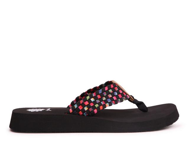 Women's Yellow Box Soleil Flip-Flops in Black Multi color