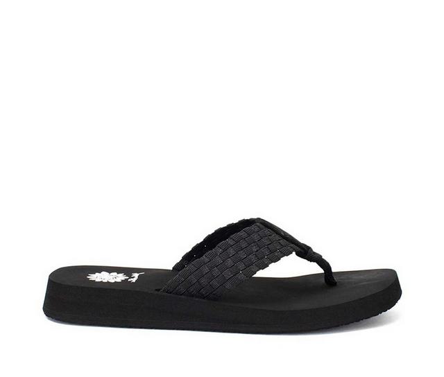 Women's Yellow Box Soleil Flip-Flops in Black Metallic color