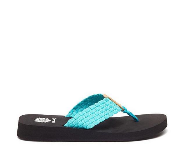 Women's Yellow Box Soleil Flip-Flops in Turquoise color