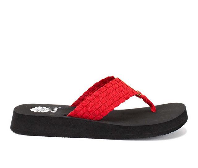 Women's Yellow Box Soleil Flip-Flops in Solid Red color