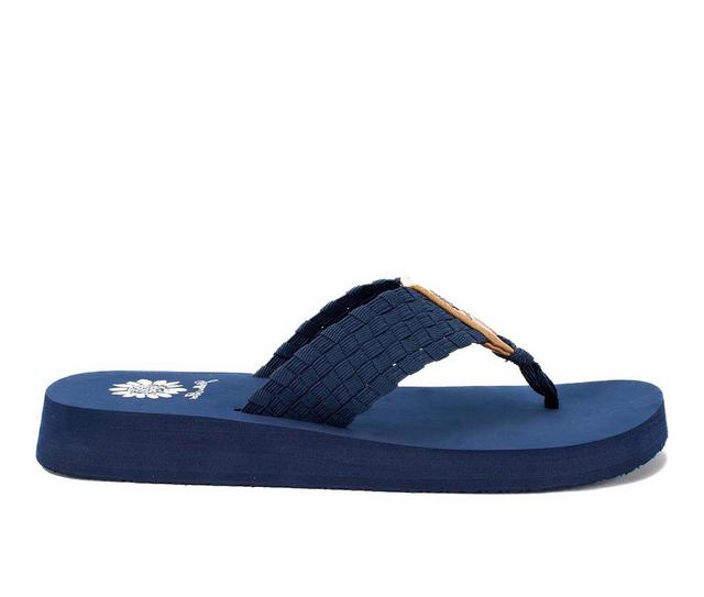 Women's Yellow Box Soleil Flip-Flops in Solid Navy color