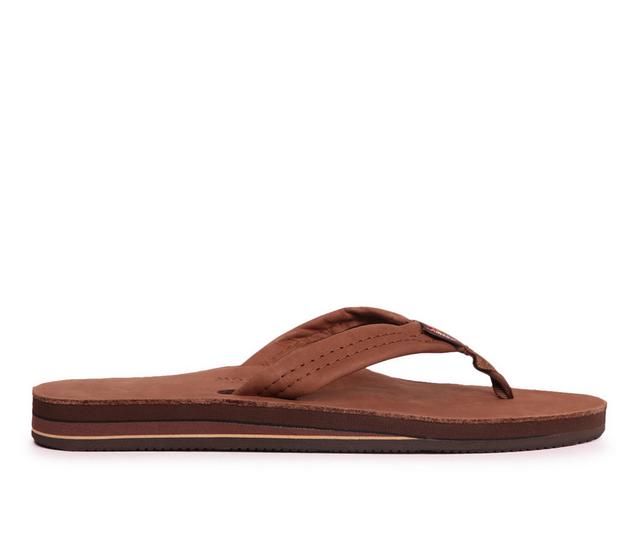 Men's Rainbow Sandals Premier Leather Flip-Flops in REDWOOD color