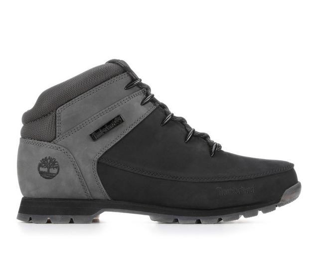Men's Timberland Euro Sprint Hiker Boots in Black/Dark Grey color