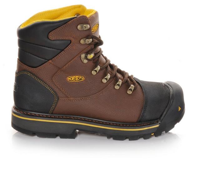 Men's KEEN Utility Milwaukee 6 In Steel Toe Work Boots in Brown/Black color