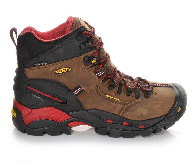 Men's KEEN Utility Pittsburgh Steel Toe Work Boots in Bison/Red color