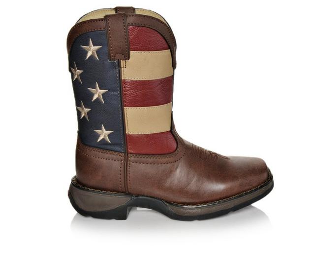 Boys' Durango Little Kid & Big Kid 8 Inch Patriotic Cowboy Boots in Brown/Union Flg color