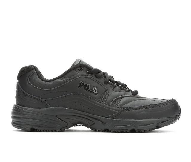 Men's Fila Memory Workshift Slip Resistant Shoes in Black/Black color