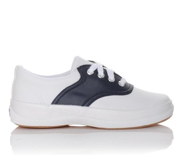 Girls' Keds Toddler & Little Kid & Big Kid School Days Saddle Oxfords in White/Navy color