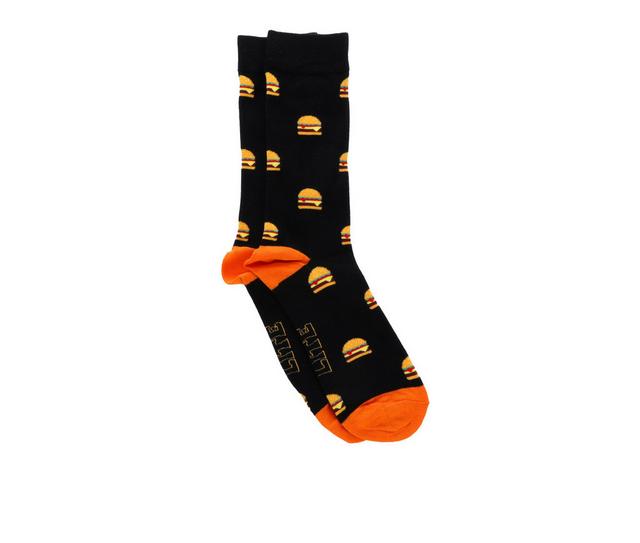 Happy Socks Men's HS Novelty Dress Crew Socks in Hamburger Black color