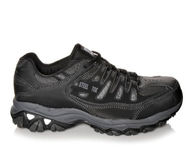 Men's Skechers Work 77055 Cankton Steel Toe Work Shoes in Black/Charcoal color