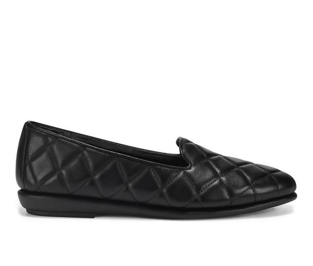 Women's Aerosoles Betunia Loafers in Black Quilted color