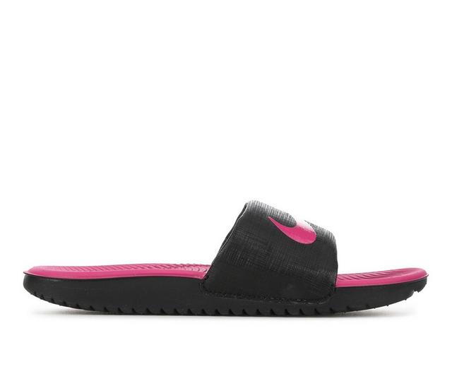 Kids' Nike Little Kid & Big Kid Kawa Sport Slides in Blk/Vivd Pink color