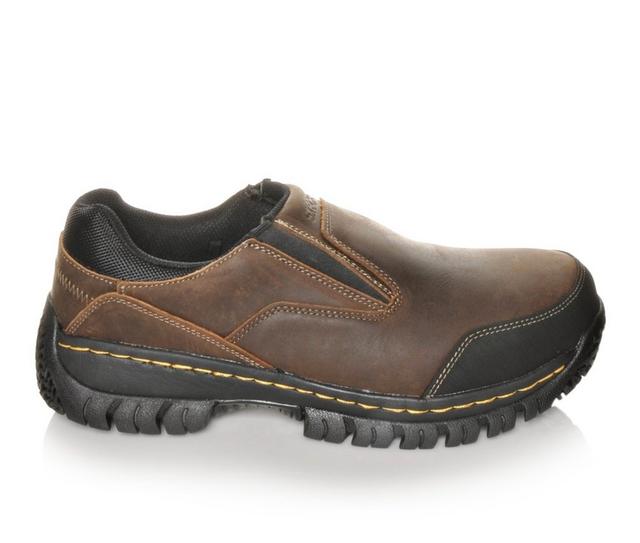 Men's Skechers Work 77066 Hartan Steel Toe Work Shoes in Dark Brown color