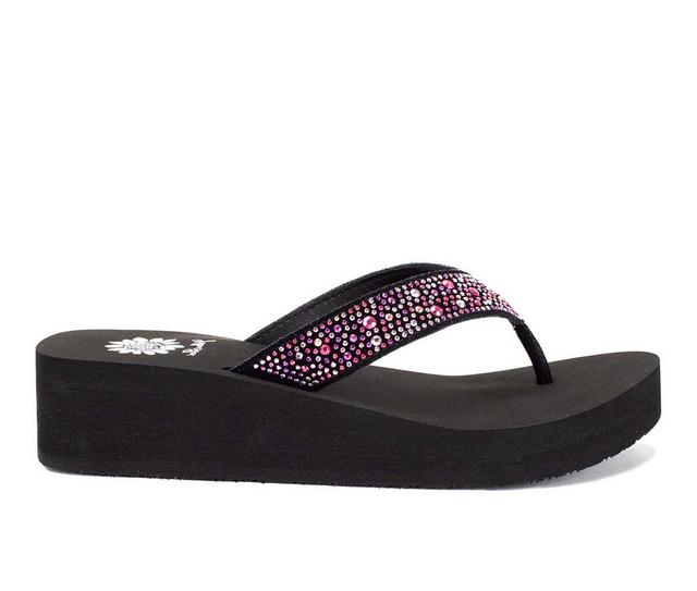 Women's Yellow Box Africa Wedge Flip-Flops in Purple Multi color