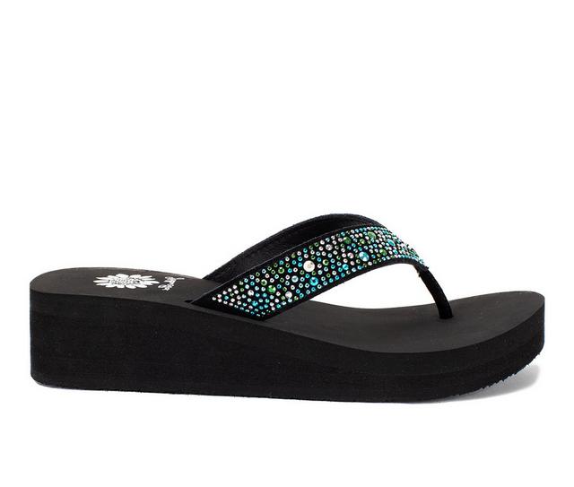 Women's Yellow Box Africa Wedge Flip-Flops in Turq Multi color