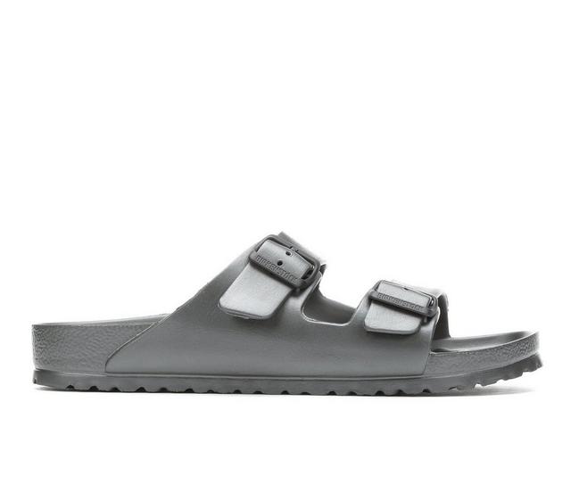 Men's Birkenstock Arizona Essentials Footbed Sandals in Metallic Grey color