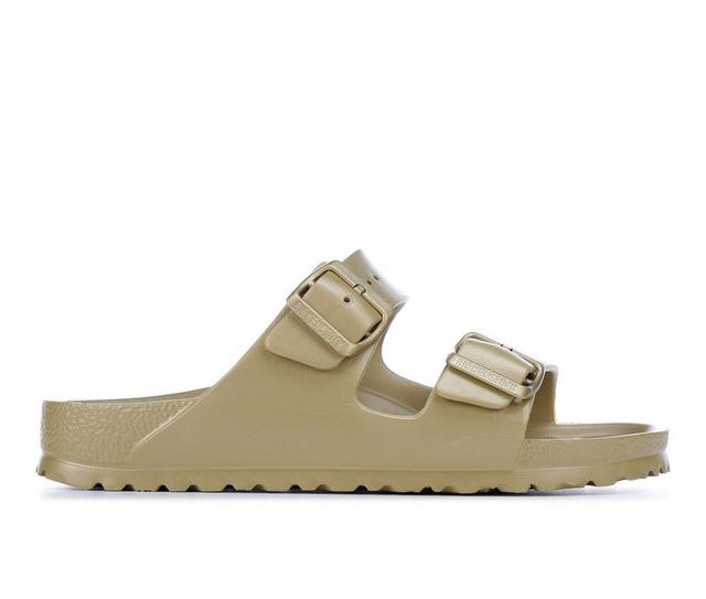 Men's Birkenstock Arizona Essentials Footbed Sandals in Metallic Gold color