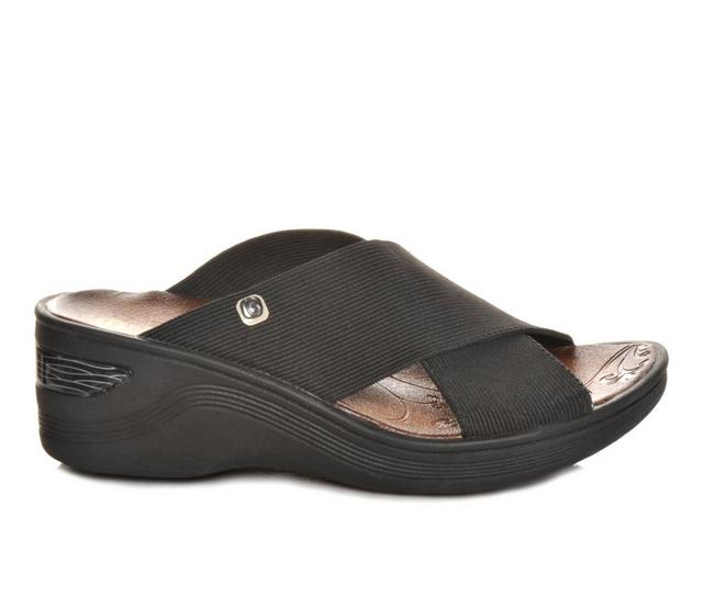 Women's BZEES Desire Wedge Sandals in Black Stretch color