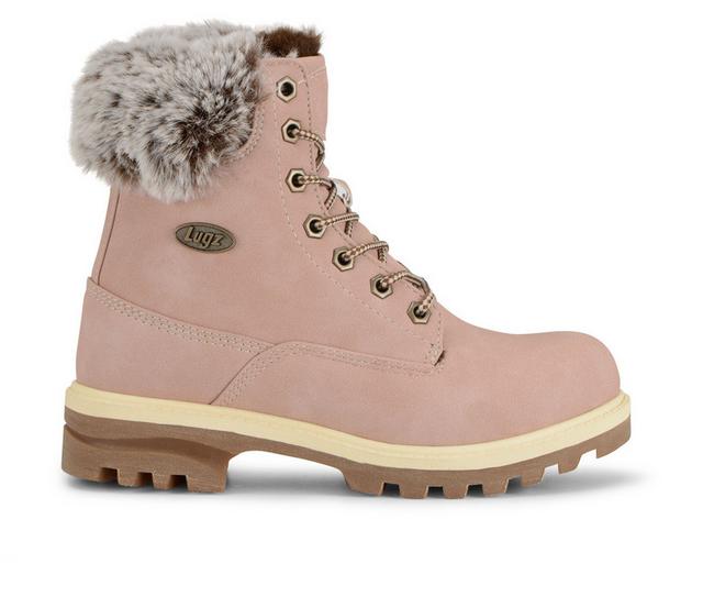 Women's Lugz Empire Hi Fur Boots in Pink/Bone/Gum color