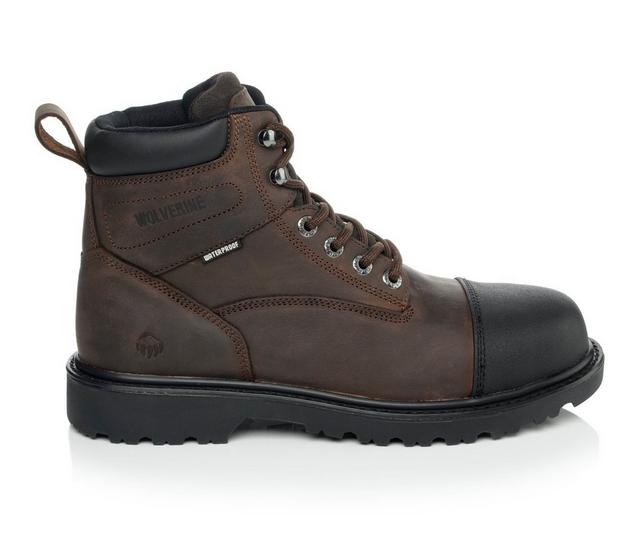 Men's Wolverine Rig Steel Toe Work Boots in Dark Brown color