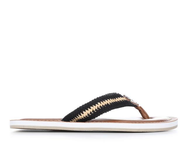 Women's Nautica Gulf Breeze Flip-Flops in Black/Woven Raf color