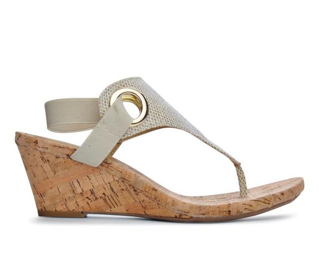 Women's White Mountain Aida Wedge Sandals in Gold Glitter color