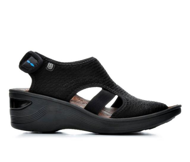 Women's BZEES Dream Stretch Wedge Sandals in Black color