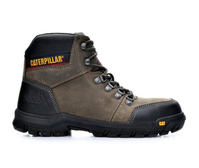 Men's Caterpillar Outline Steel Toe Work Boots in Gray color