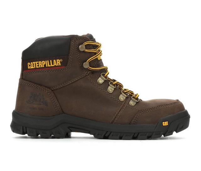 Men's Caterpillar Outline Steel Toe Work Boots in Brown color