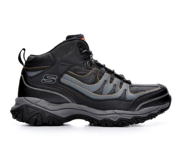 Men's Skechers Work Rebem 77108 Steel Toe Work Boots in Black/Charcoal color