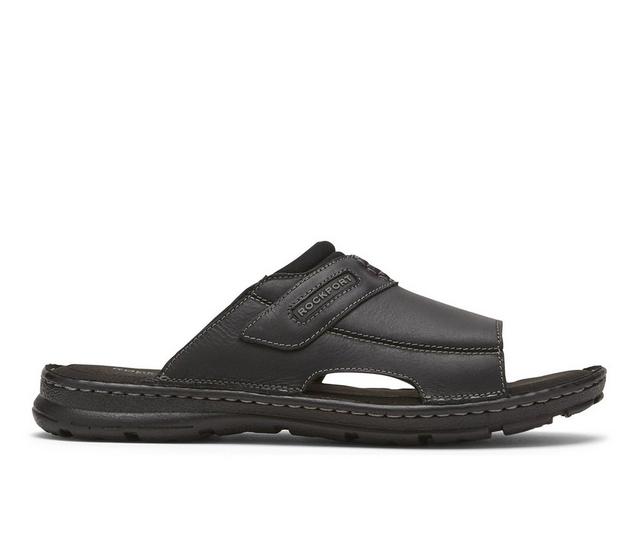 Men's Rockport Darwyn Slide 2 Outdoor Sandals in Black Lea II color