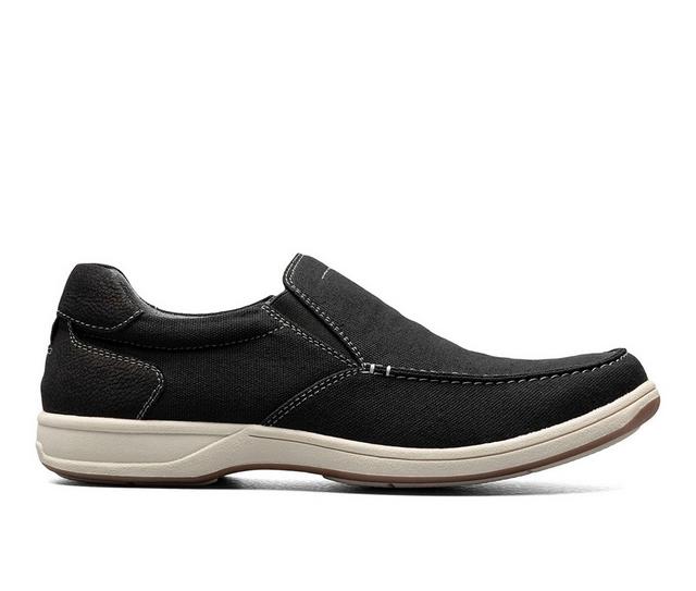 Men's Florsheim Lakeside Canvas Boat Shoes in Black color