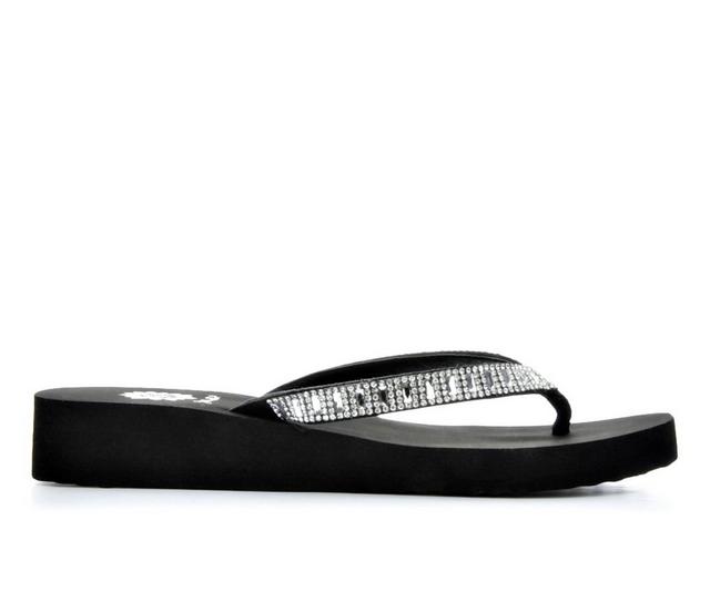 Women's Yellow Box Zemily Flip-Flops in Black/Clear color