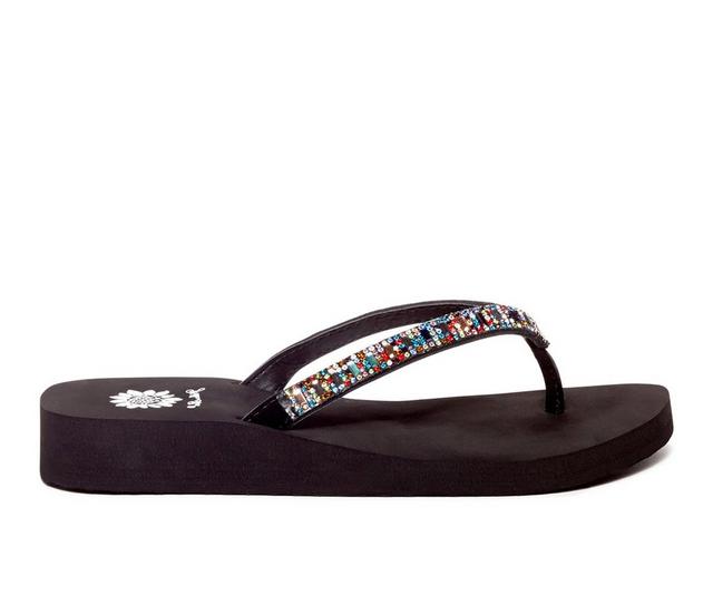 Women's Yellow Box Zemily Flip-Flops in Black Multi color