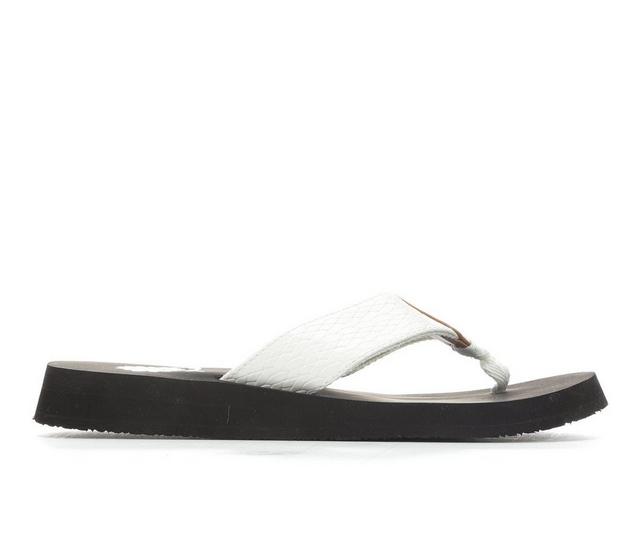 Women's Yellow Box Flax Flip-Flops in White color