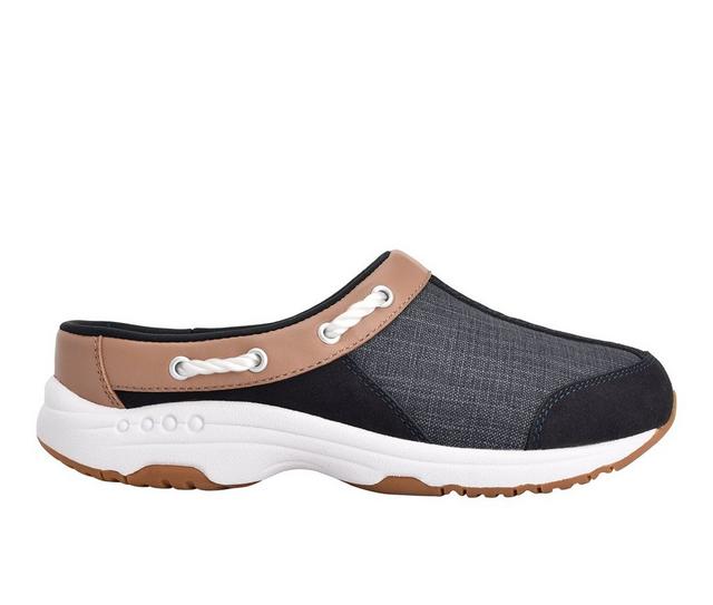 Women's Easy Spirit Travelport Mules in Navy Denim/Tan color