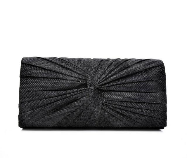 Four Seasons Handbags Large Metallic Evening Clutch in Black color