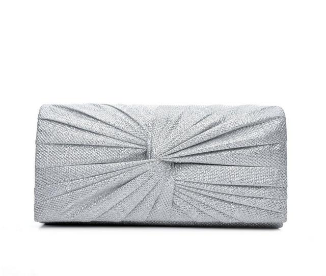 Four Seasons Handbags Large Metallic Evening Clutch in Silver color