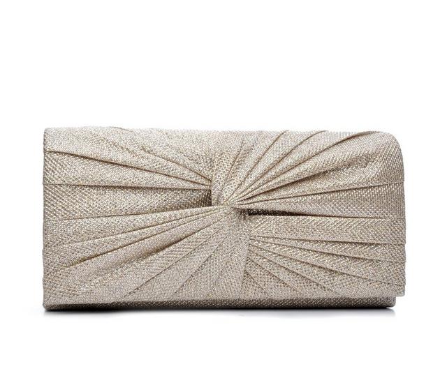 Four Seasons Handbags Large Metallic Evening Clutch in Champagne color