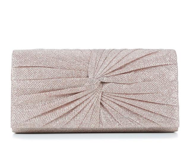 Four Seasons Handbags Large Metallic Evening Clutch in Rose Gold color