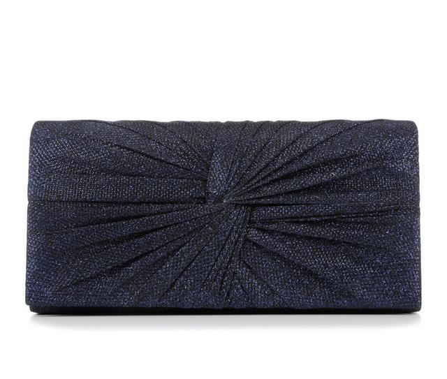 Four Seasons Handbags Large Metallic Evening Clutch in Navy color