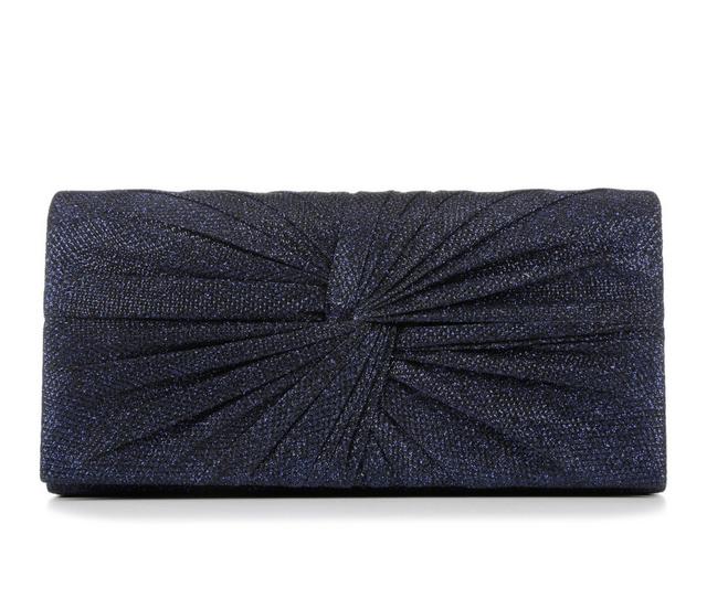 Four Seasons Handbags Large Metallic Evening Clutch in Navy color