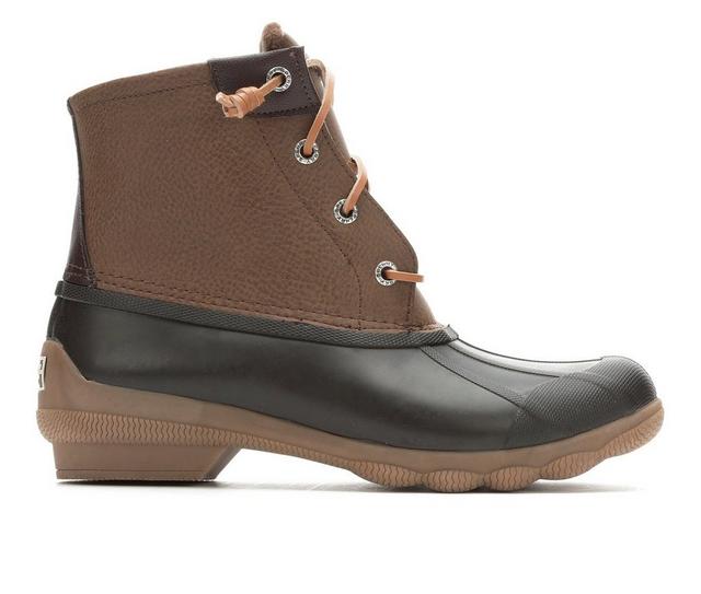 Women's Sperry Syren Gulf Duck Boots in Dark Brown/Tan color