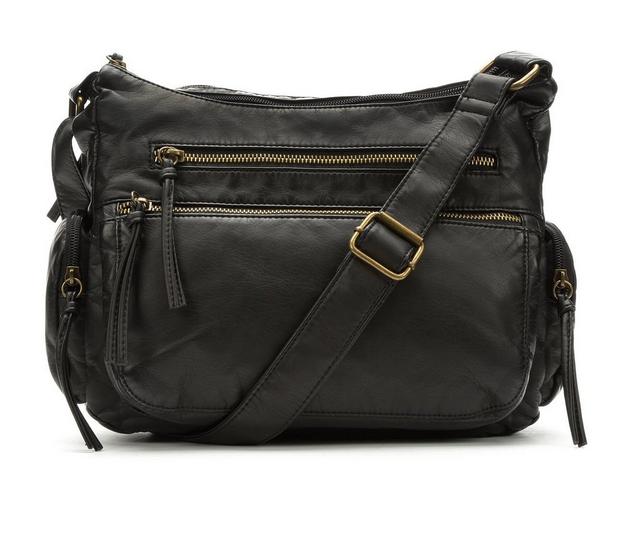 Bueno Of California Multi Zip Pocket Crossbody Bag in Black color