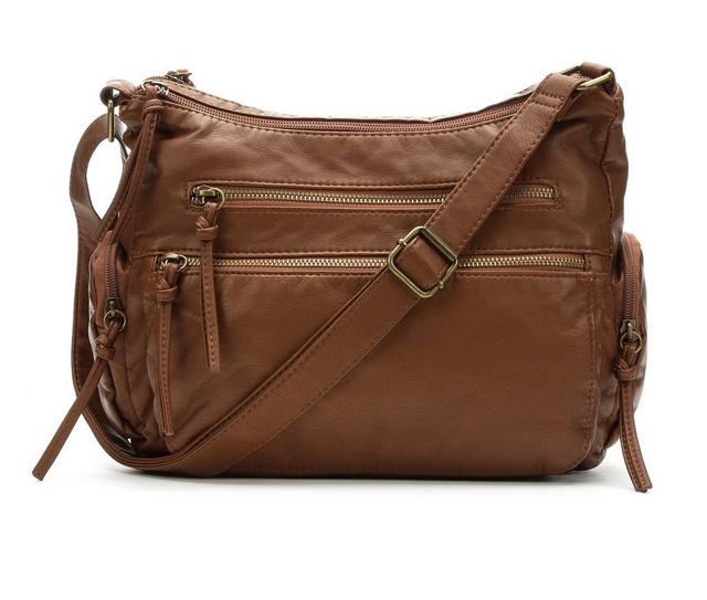 Bueno Of California Multi Zip Pocket Crossbody Bag in Light Bronze color